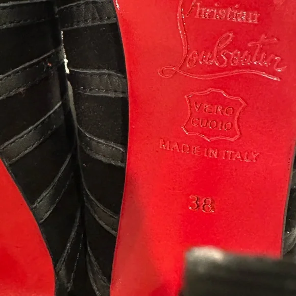 Christian Louboutin Black Leather and Suede Inverness Booties Size 38 - Picture 6 of 8